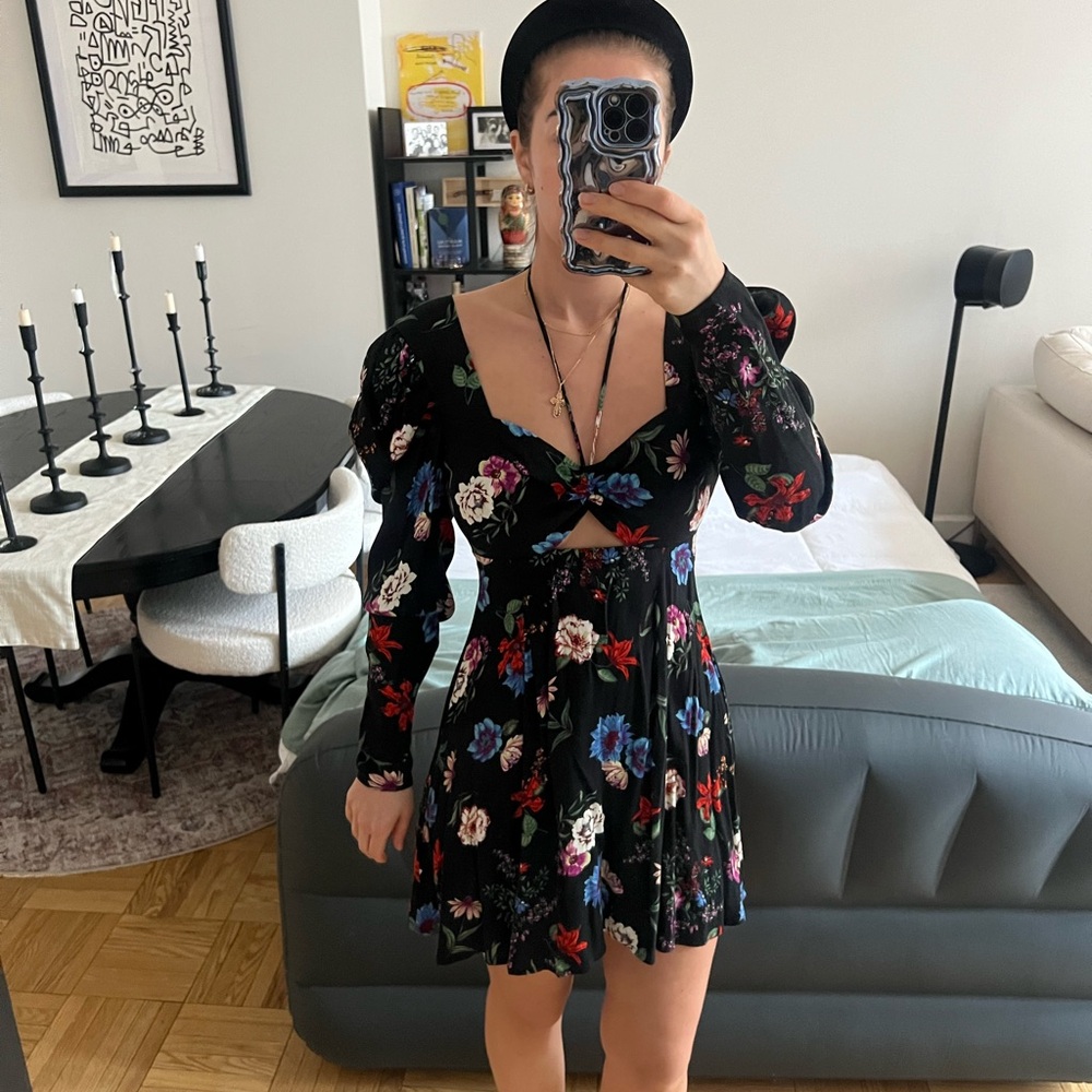 AFRM floral mini black dress